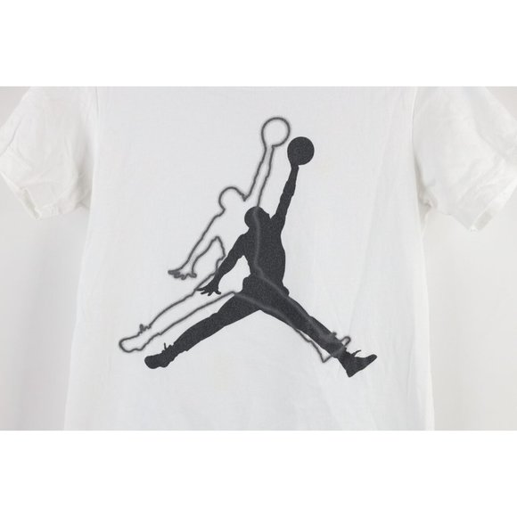 Nike Air Jordan Boys Small Faded Big Jumpman Logo Short Sleeve T-Shirt White - Picture 4 of 9